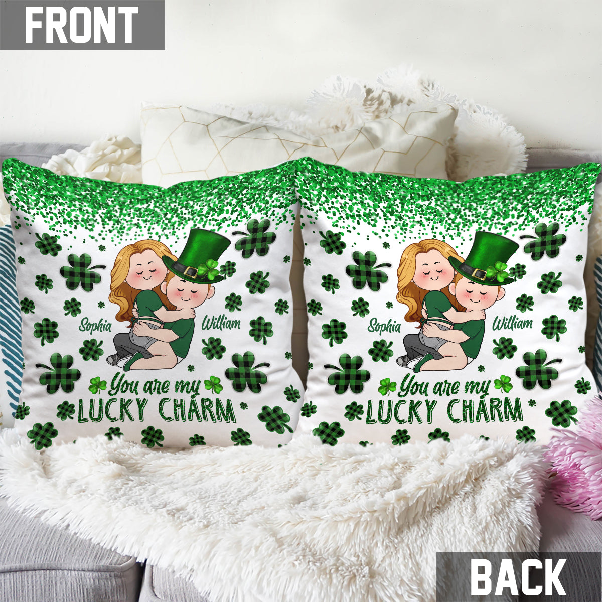 You Are My Lucky Charm - Personalized Couple Throw Pillow