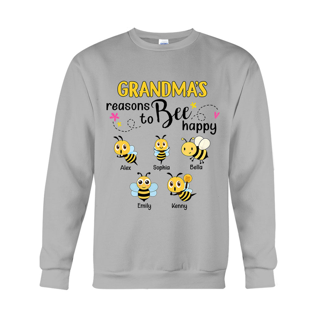 Grandma's Reasons To Bee Happy - Personalized Bee T-shirt And Hoodie