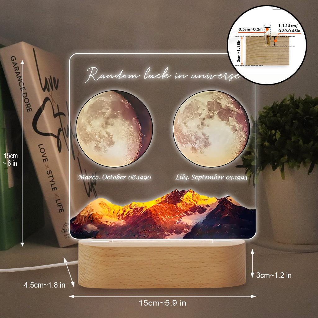 Random Luck In Universe - Personalized Couple Shaped Plaque Light Base