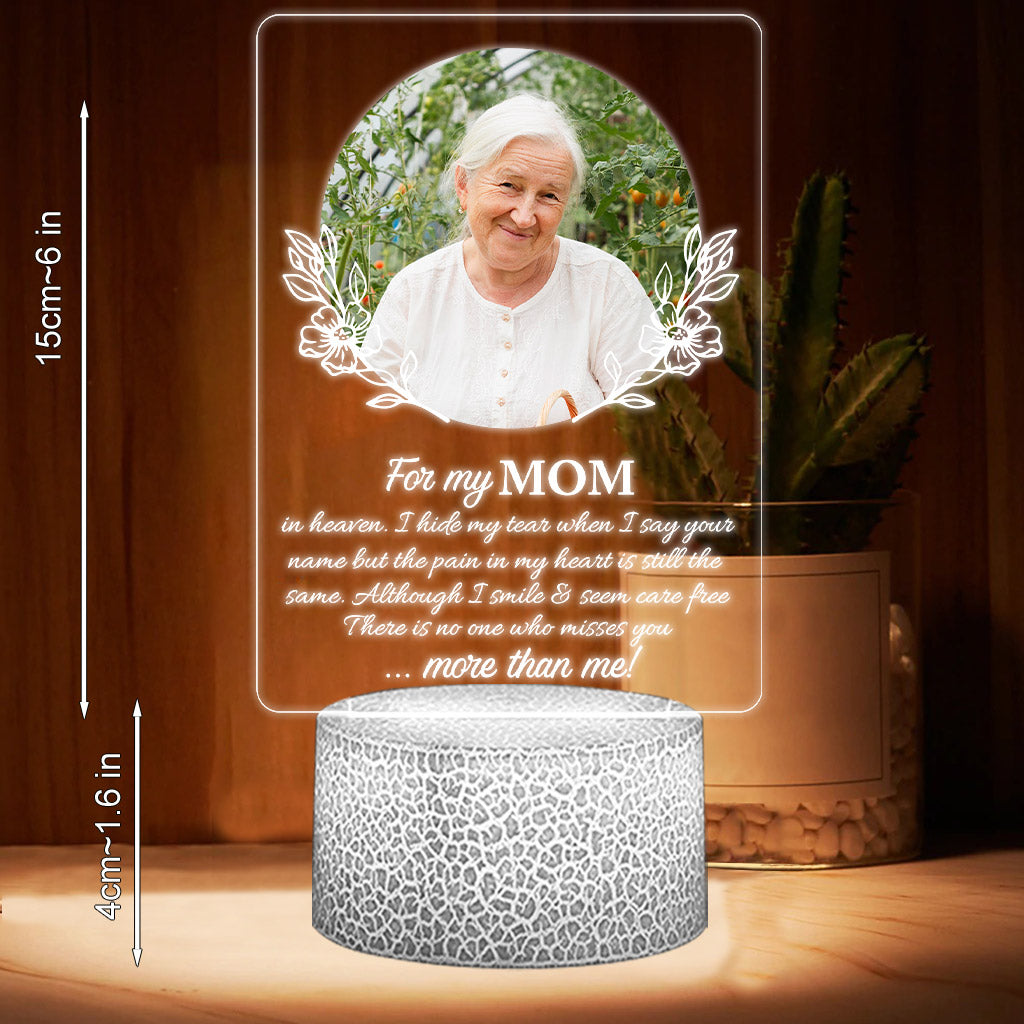 For My Any Title In Heaven I Hide My Tears When I Say Your Name - Personalized Mother Shaped Plaque Light Base