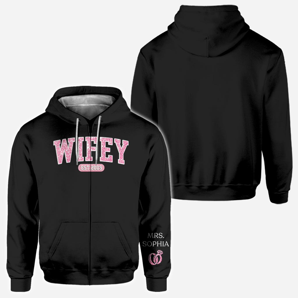 Wifey Est - Personalized Husband And Wife All Over Shirt
