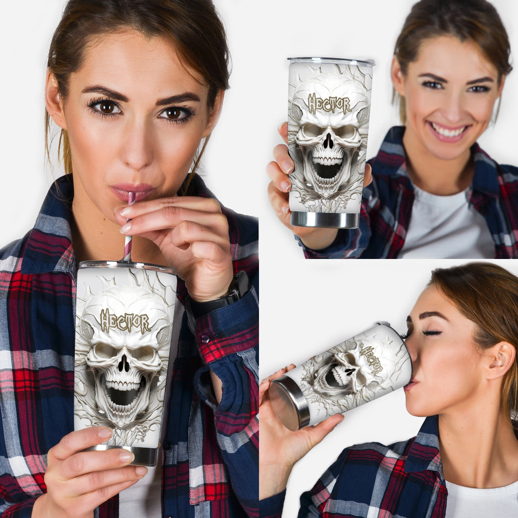 White Skull - Personalized Skull Tumbler