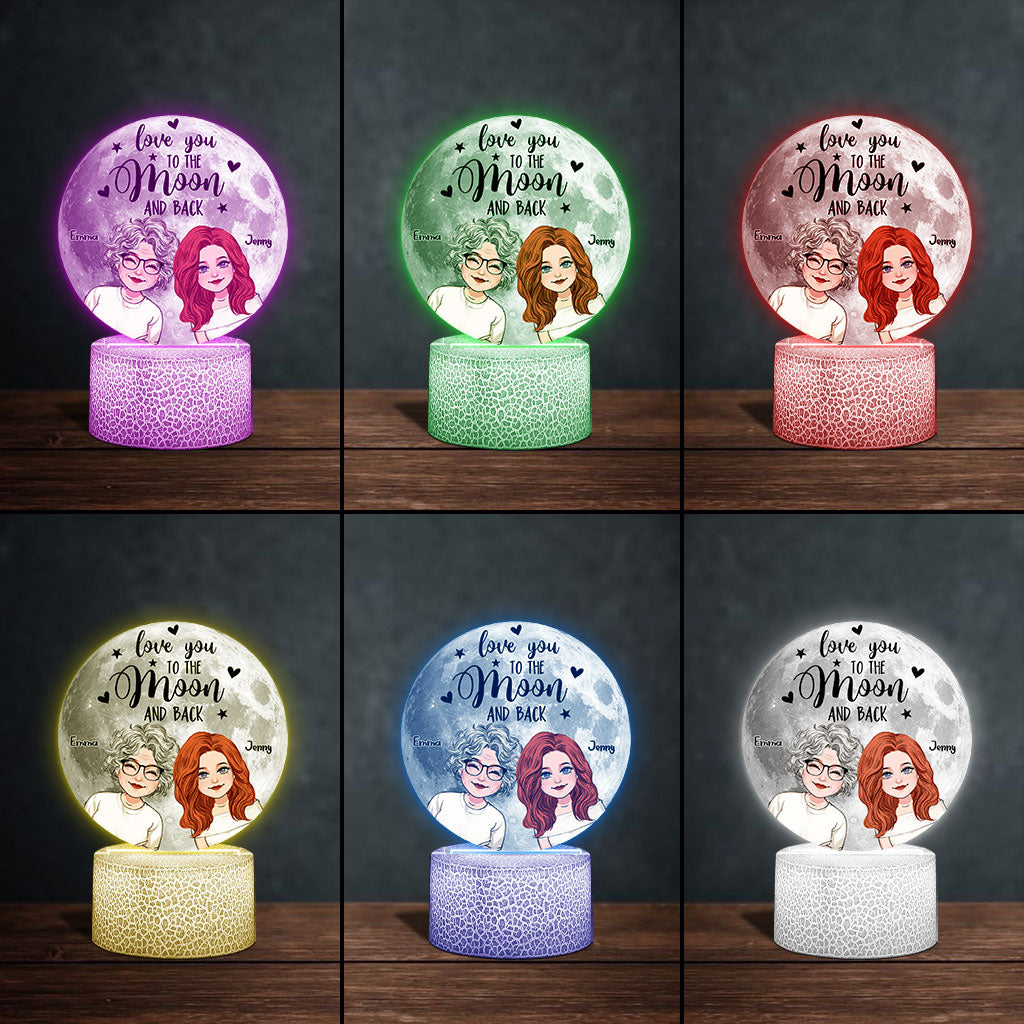 Love You To The Moon & Back - Personalized Mother Shaped Plaque Light Base