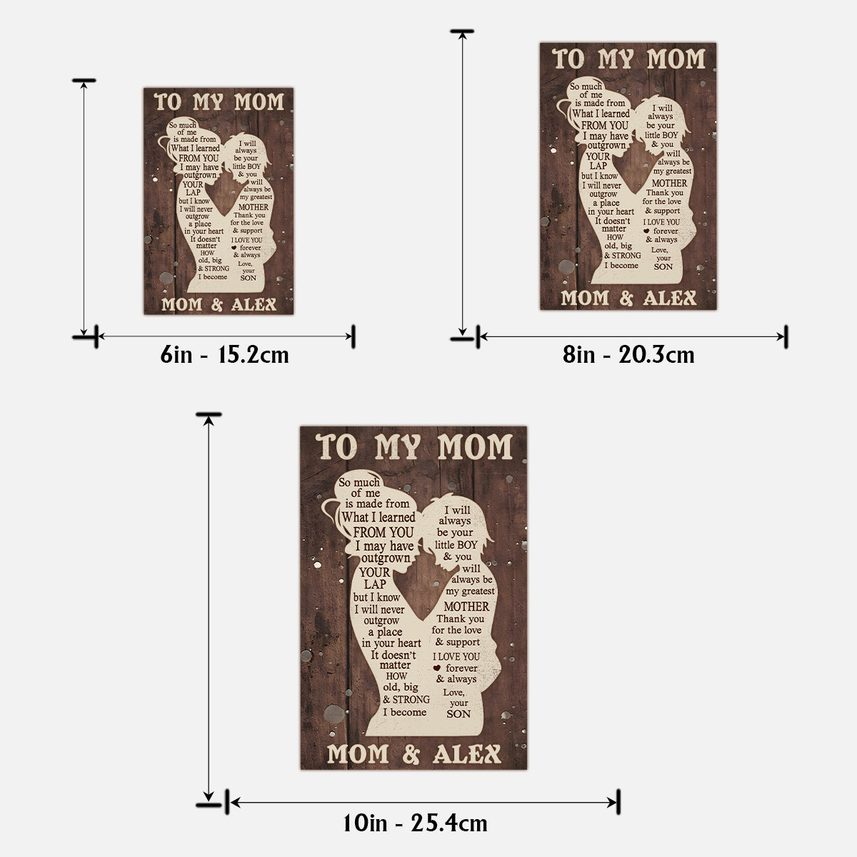 To My Mom Mother And Kid Silhouette - Personalized Mother 2 Layered Wood Sign / Wood Plaque