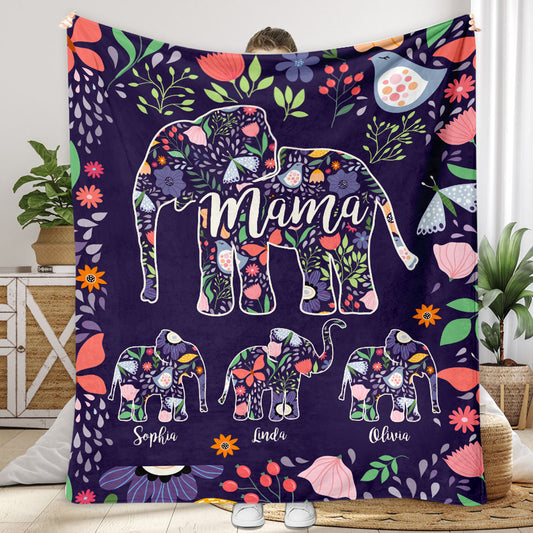 Elephant Mom - Personalized Mother Blanket