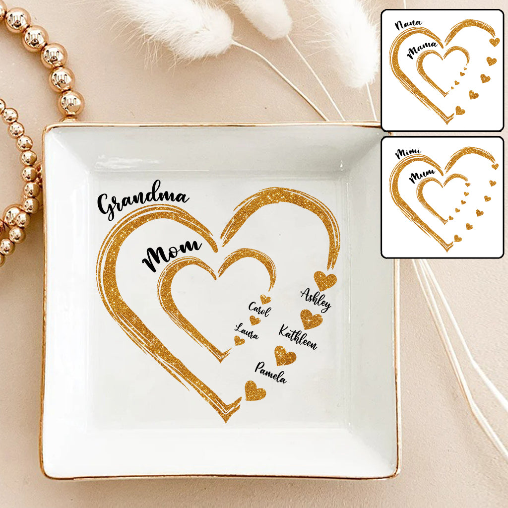 Mama Oma Goldene Herzen – Personalisierte Schmuckschale für Oma