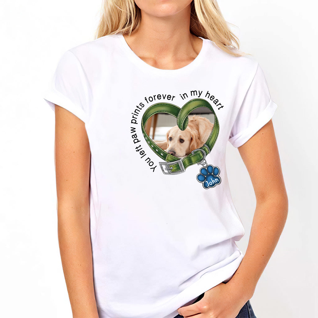 Du hast für immer Pfotenabdrücke in meinem Herzen hinterlassen – personalisiertes Hunde-T-Shirt und Hoodie