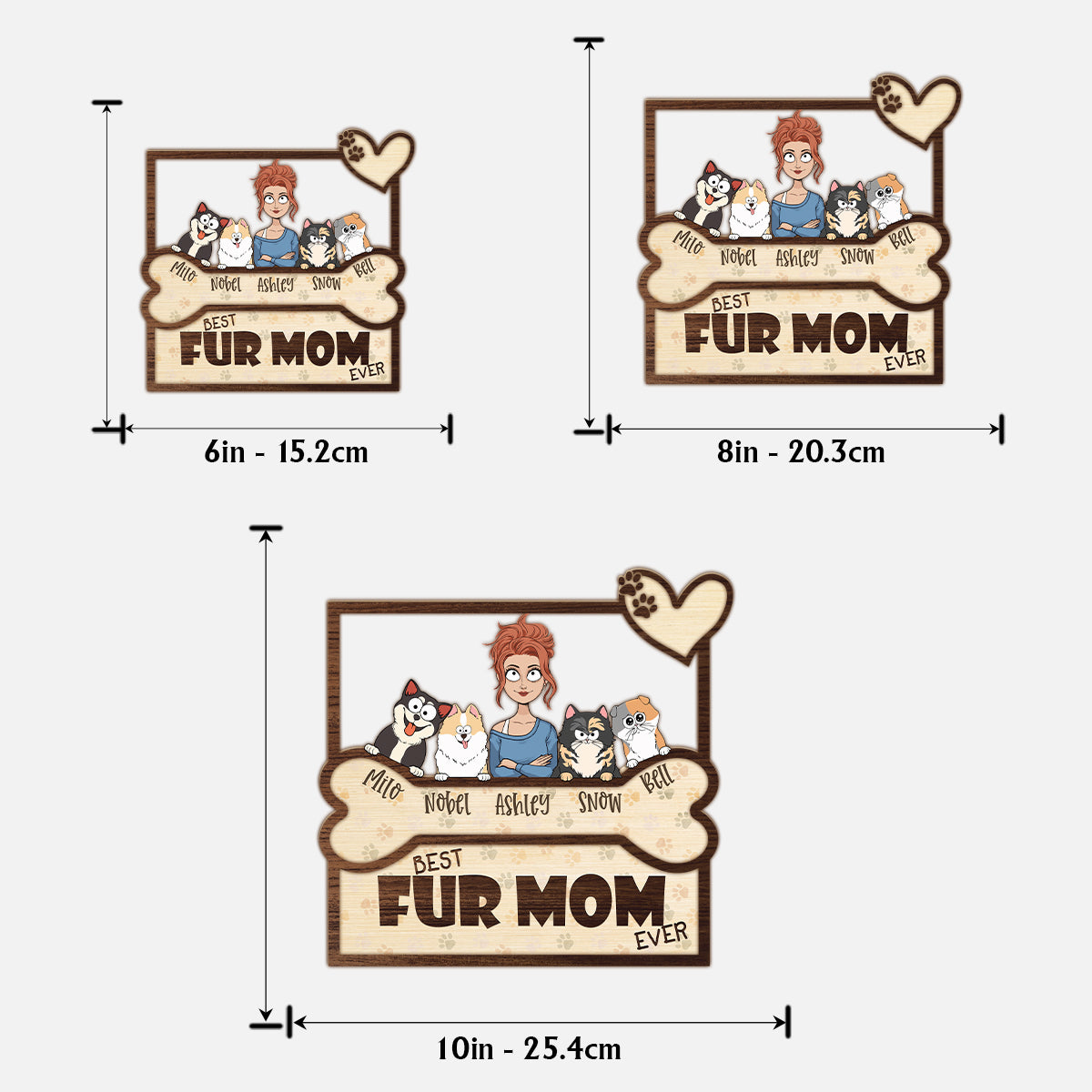Beste Hundemama und bester Hundepapa aller Zeiten - Personalisiertes zweilagiges Holzschild / Holzplakette