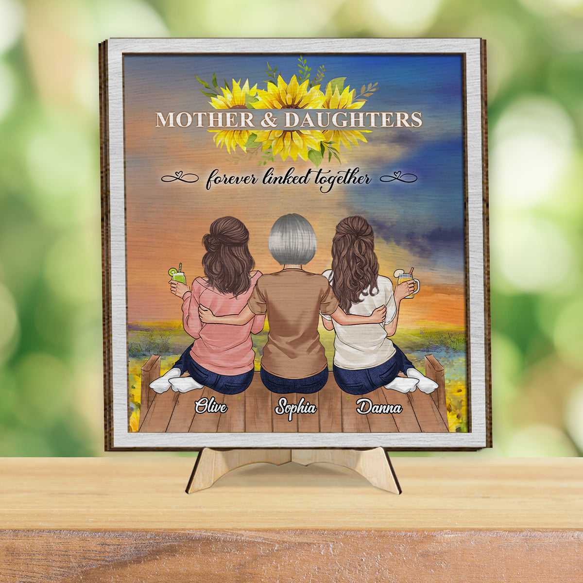 Mother And Daughters - Personalized Mother 2 Layered Wood Sign / Wood Plaque