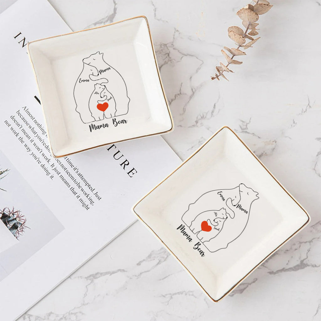 Mama Bear Daisy - Personalized Mother Jewelry Dish