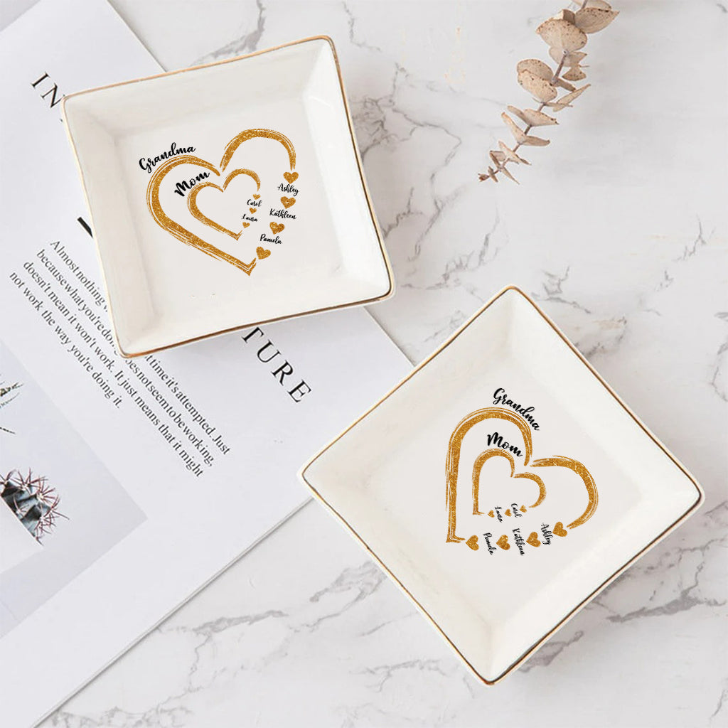 Mama Oma Goldene Herzen – Personalisierte Schmuckschale für Oma