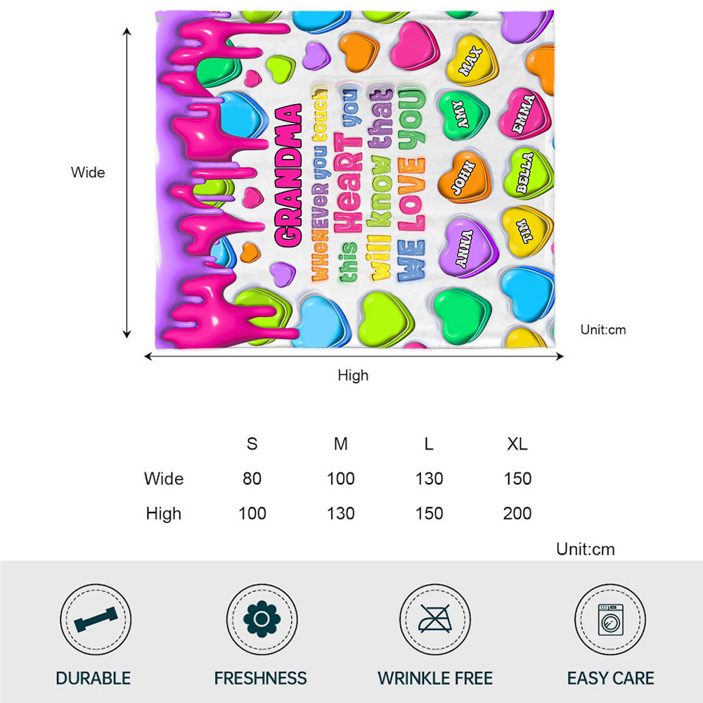 Touch This Heart Love You Grandma Nana Gigi - Personalized Grandma Blanket