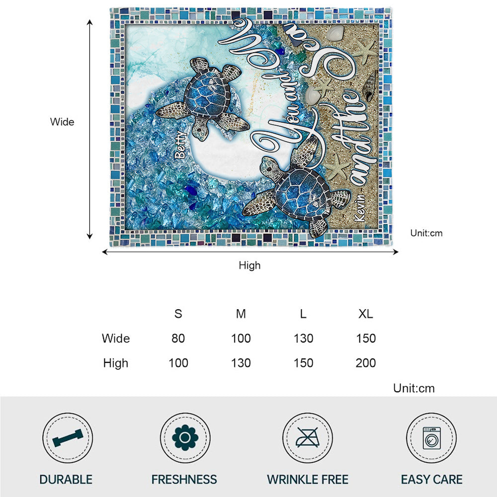 You And Me And The Beach - Personalized Couple Blanket