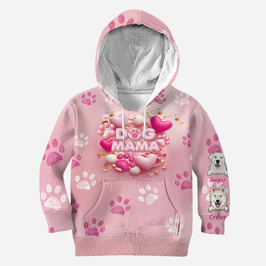 Hund, Katze, Mama, Fellmama, 3D-Herz in Rosa – personalisiertes T-Shirt mit Hundemotiv