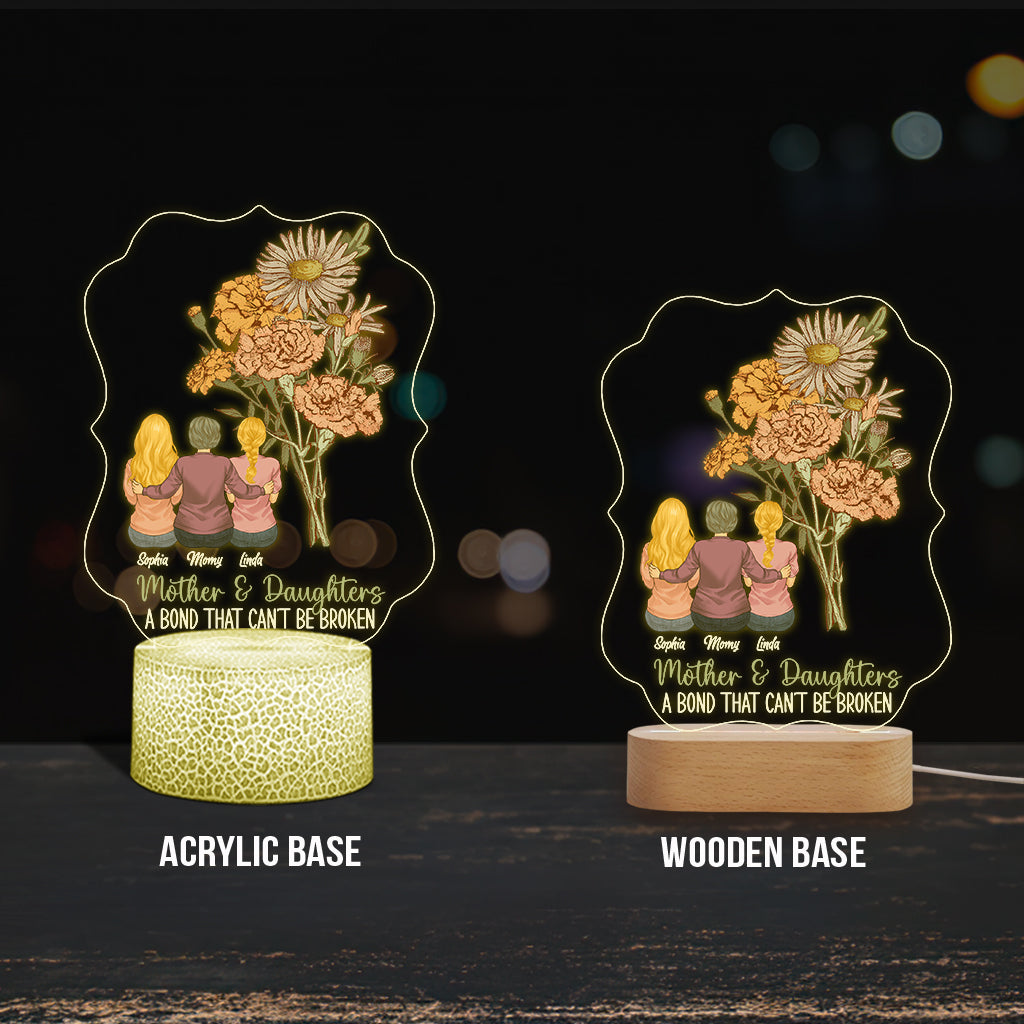 Mother And Children Birth Flowers - Personalized Mother Shaped Plaque Light Base