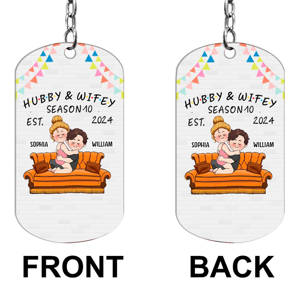 Hubby & Wifey - Personalized Husband And Wife Stainless Steel Keychain