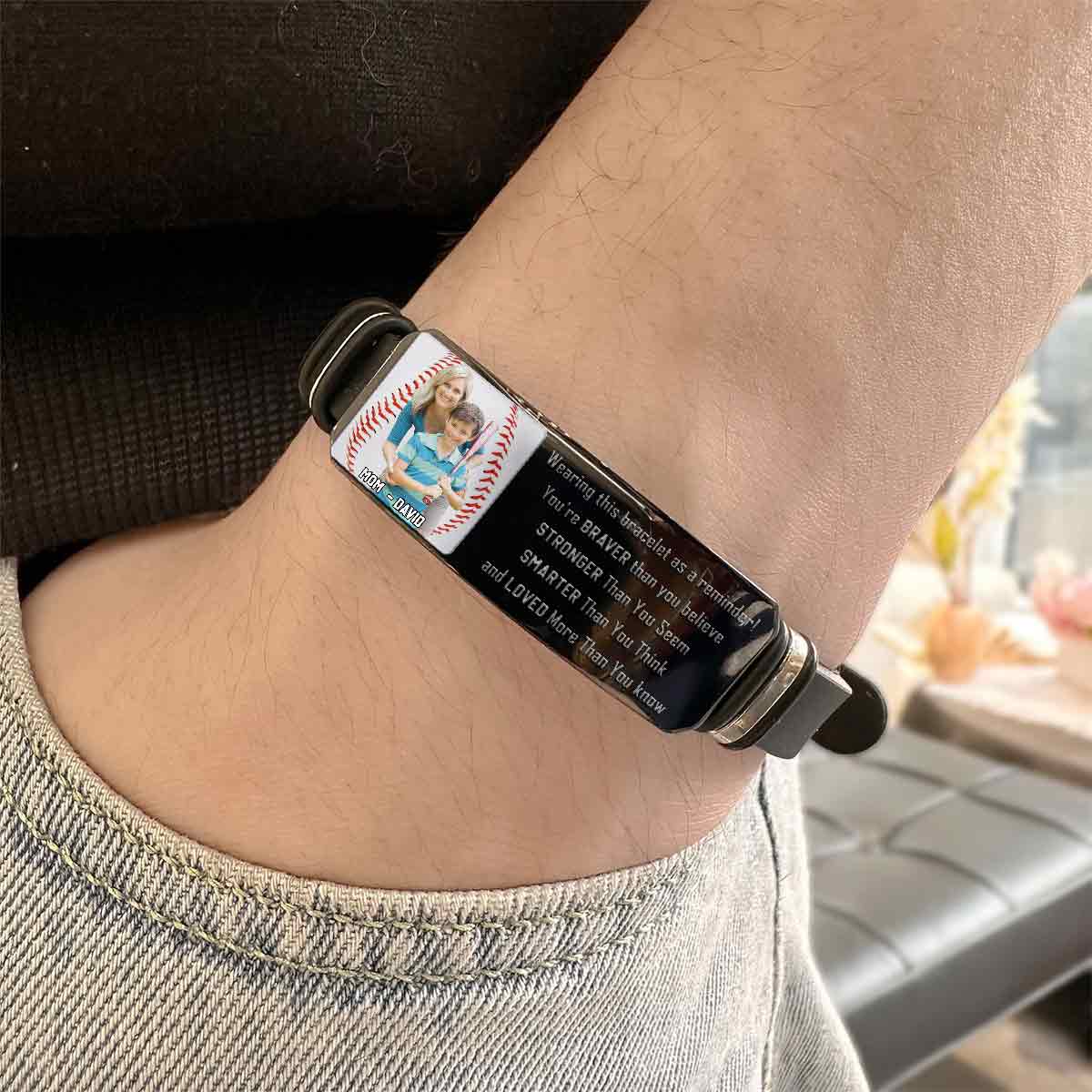 You're Braver Than You Believe - Personalized Baseball Engraved Bracelet