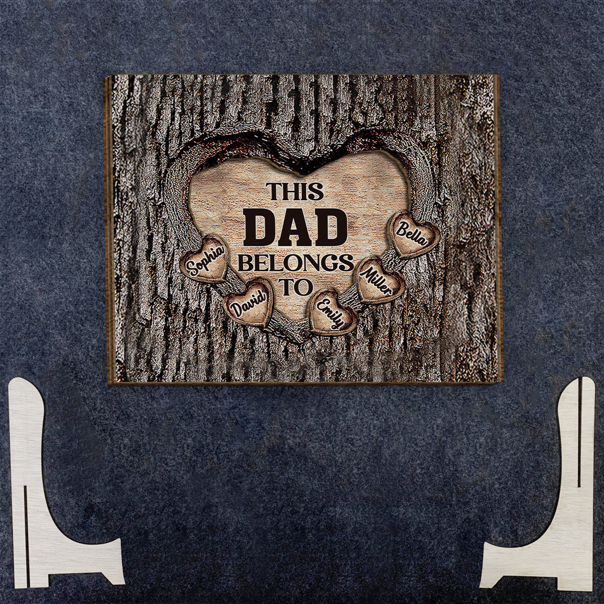 This Dad Mom Grandma Grandpa Belongs To Wooden Heart - Personalized Father 2 Layered Wood Sign / Wood Plaque