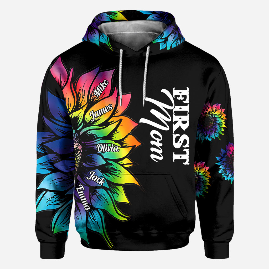 First Mother Now Grandma With Any Title And Kid Name - Personalized Mother All Over Shirt