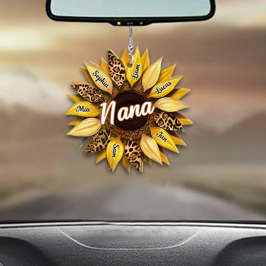 Nana Mom Auntie Family Sunflower - Personalized Grandma Car Ornament