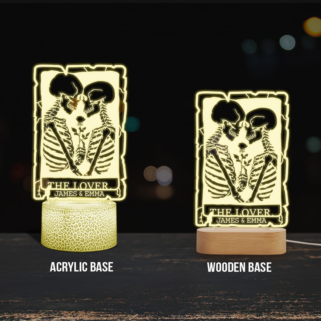 The Lover Romantic Skeletons - Personalized Couple Shaped Plaque Light Base