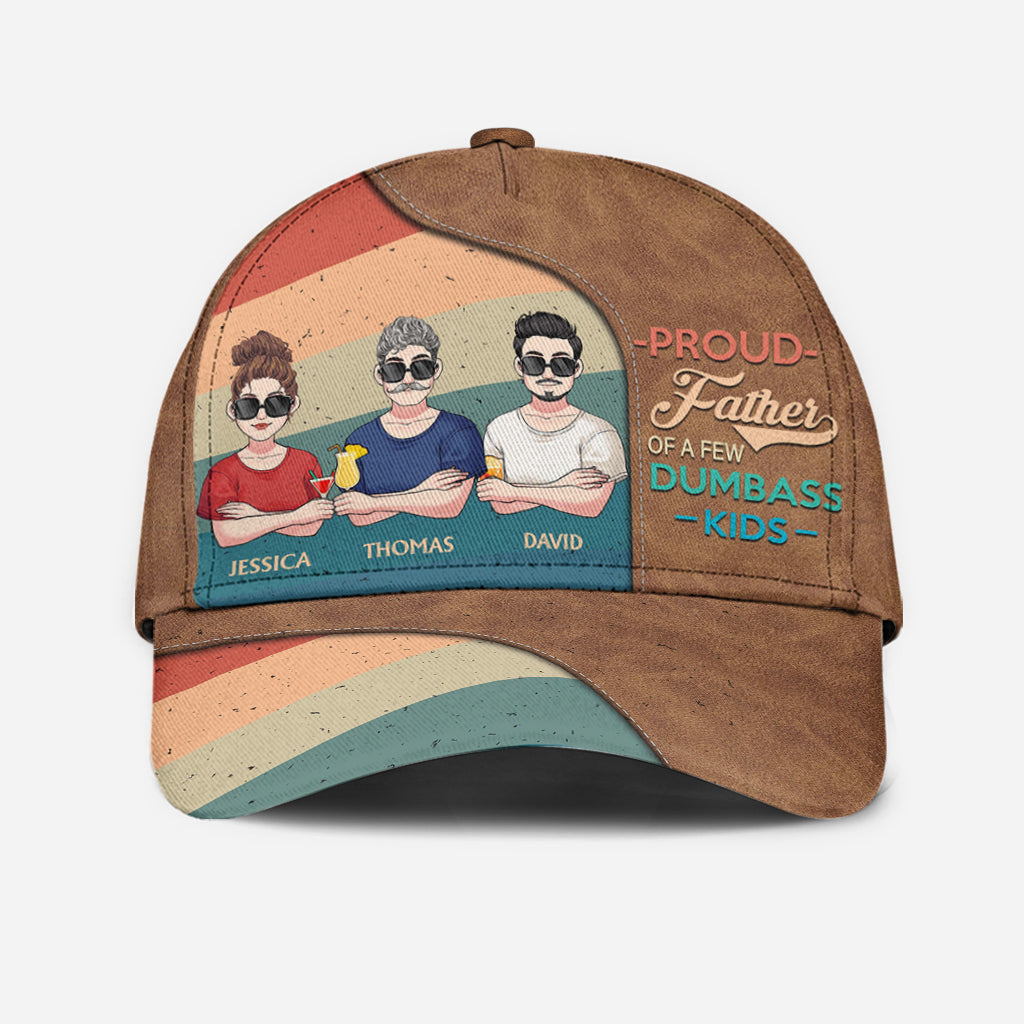 Proud Father Mother Grandma Grandpa Of A Few Kids - Personalized Father Classic Cap
