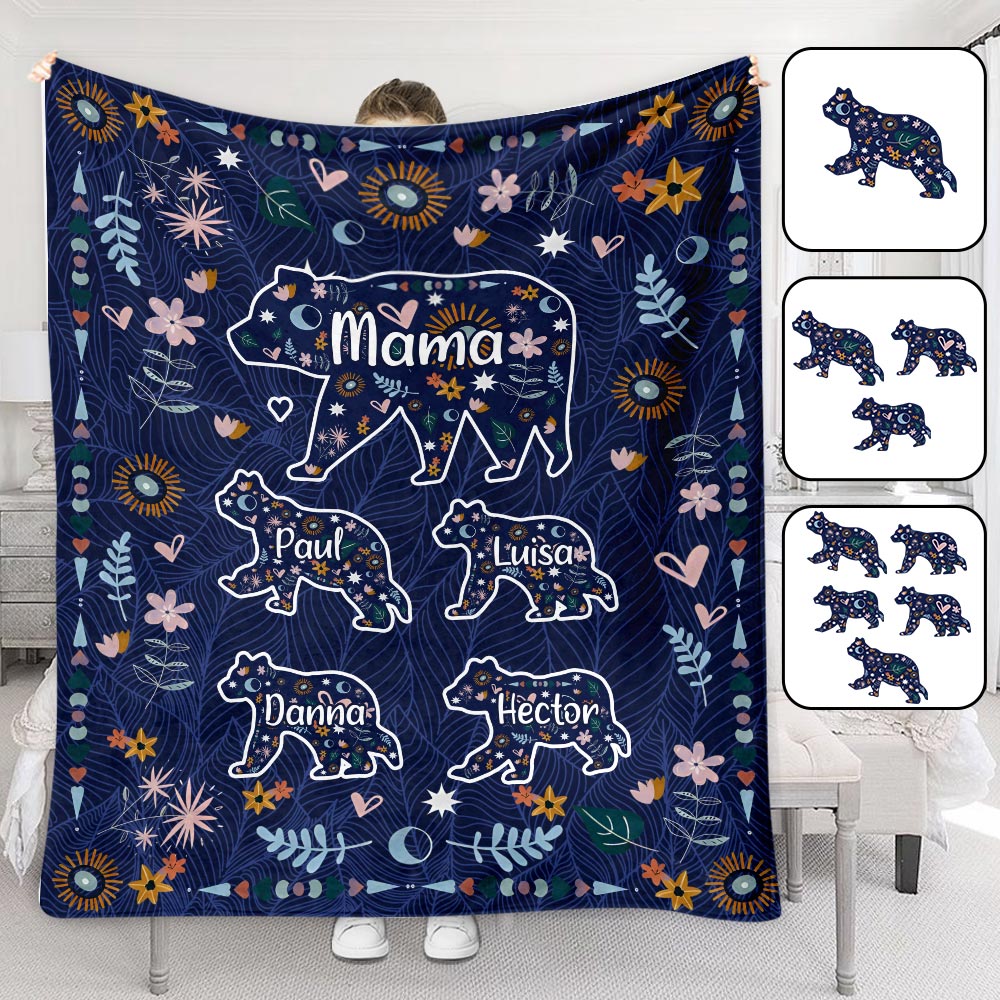 Mama Bear Floral - Personalized Mother Blanket