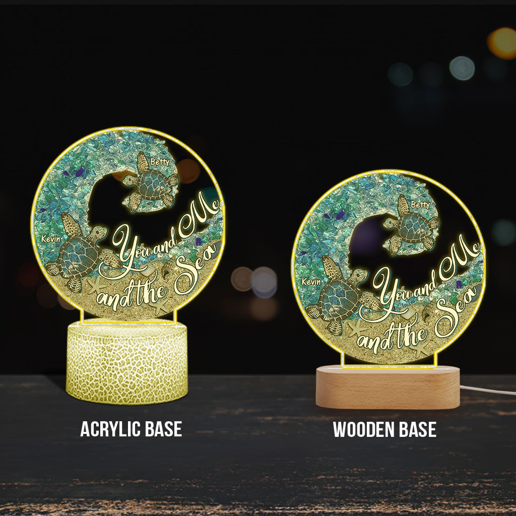 You And Me And The Beach - Personalized Couple Shaped Plaque Light Base
