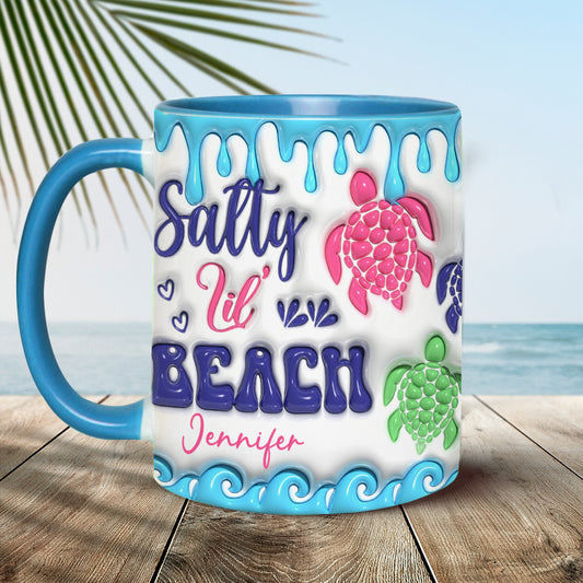 Salty Lil' Beach Turtle Lovers Inflated - Personalized Turtle Accent Mug