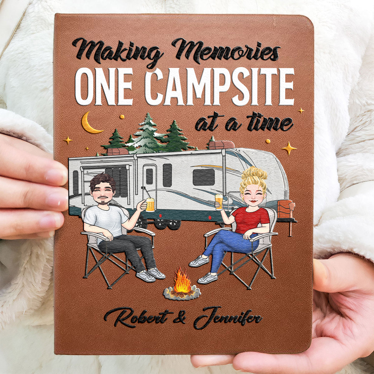 Erinnerungen schaffen – Campingplatz für Campingplatz – Personalisiertes Camping-Tagebuch aus Leder