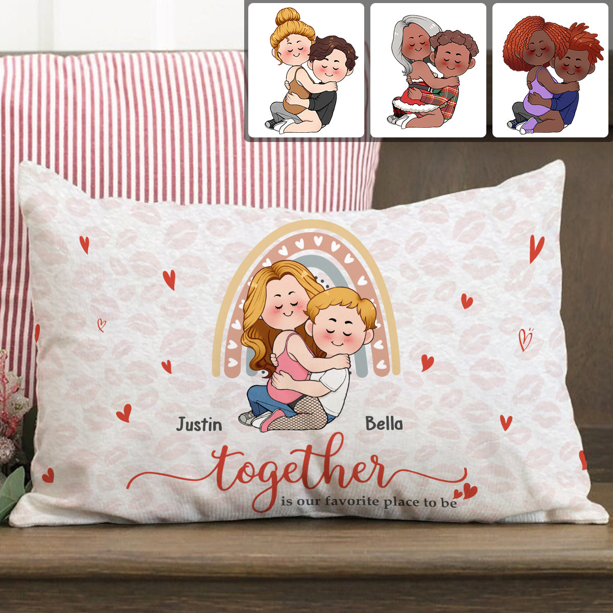 Together Is Our Favorite Place To Be - Personalized Couple Rectangle Pillow Cover
