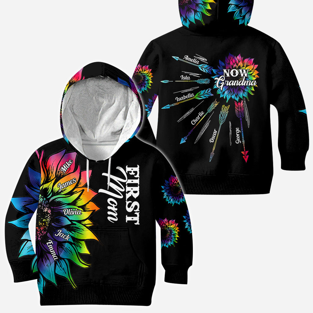 First Mother Now Grandma With Any Title And Kid Name - Personalized Mother All Over Shirt