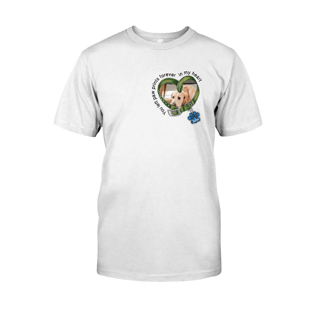 Du hast für immer Pfotenabdrücke in meinem Herzen hinterlassen – personalisiertes Hunde-T-Shirt und Hoodie