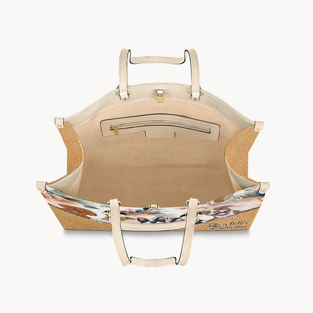 Life Is Better With Dogs - Personalized Dog Leather Handbag