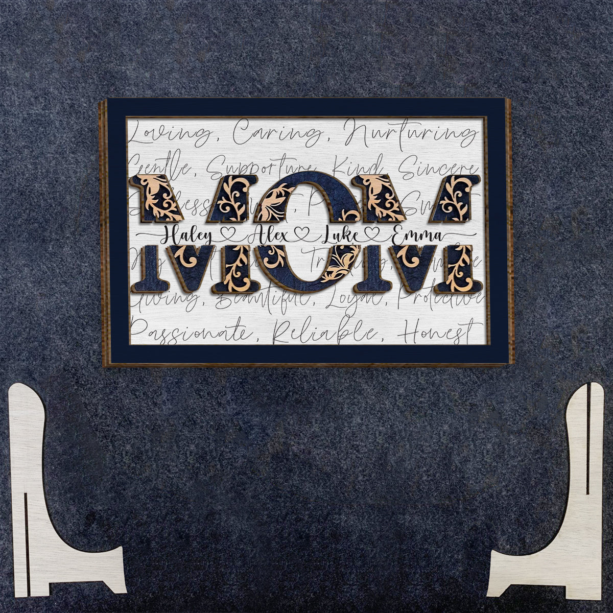 Mom With Kids' Names - Personalized Mother 2 Layered Wood Sign / Wood Plaque