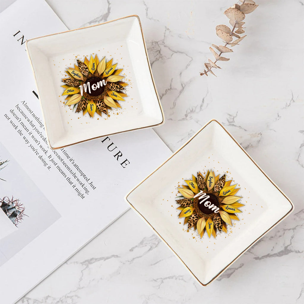 Sunflower Custom Any Title - Personalized Mother Jewelry Dish