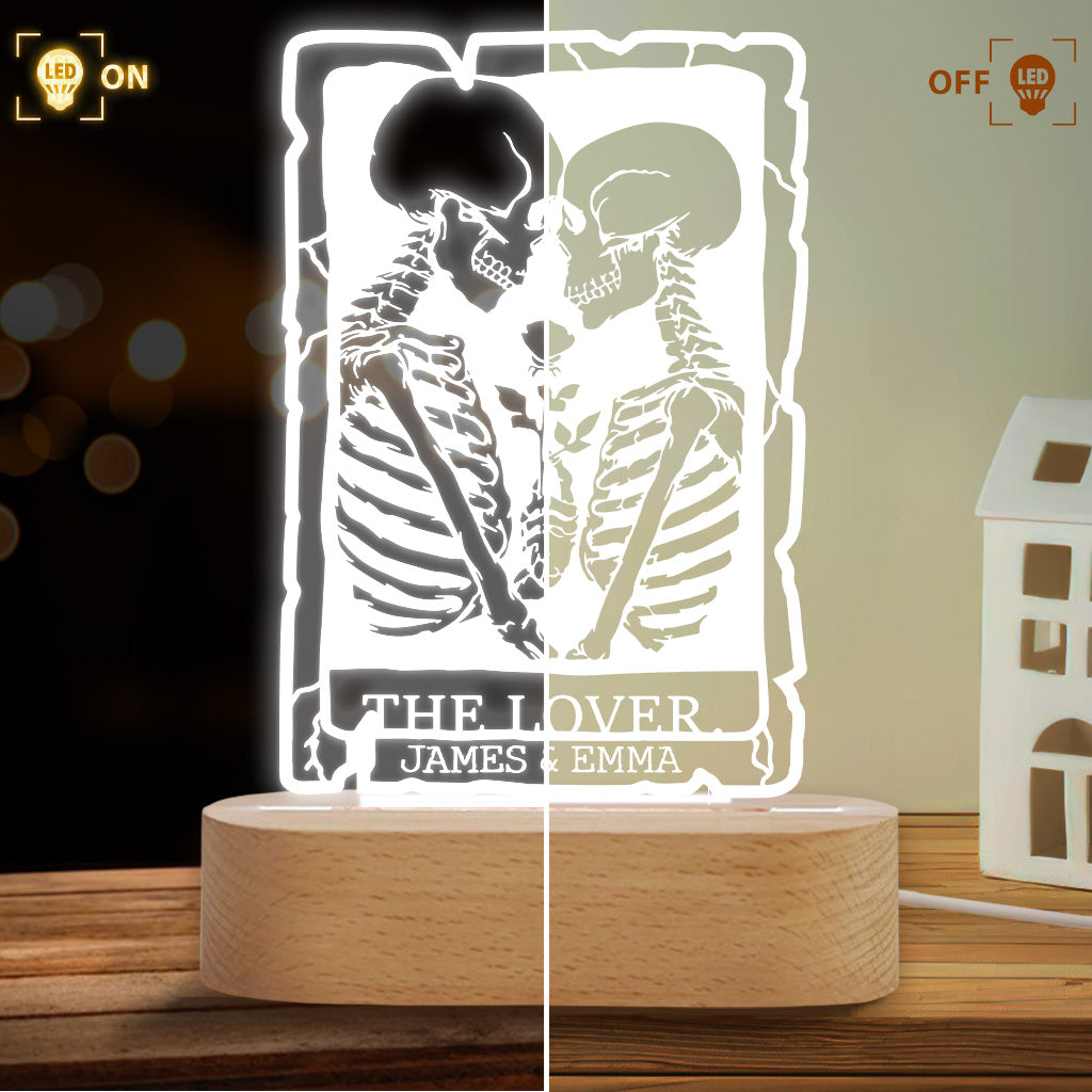 The Lover Romantic Skeletons - Personalized Couple Shaped Plaque Light Base
