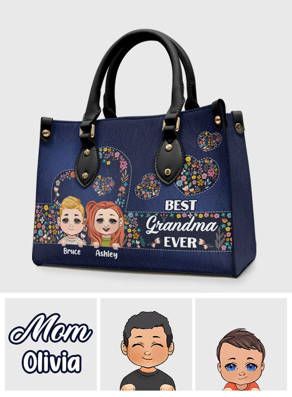 Meilleure grand-mère du monde - Sac à main en cuir personnalisé pour grand-mère