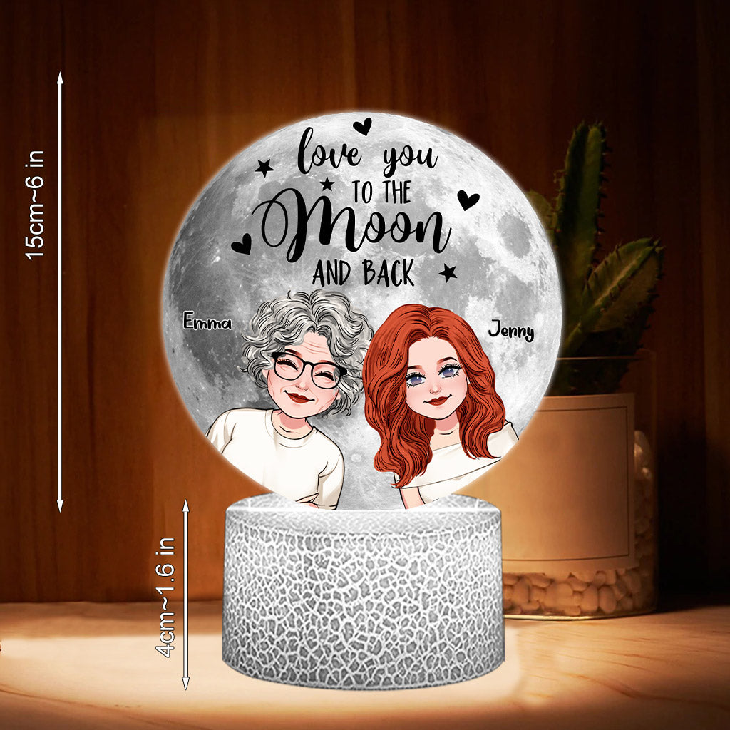 Love You To The Moon & Back - Personalized Mother Shaped Plaque Light Base
