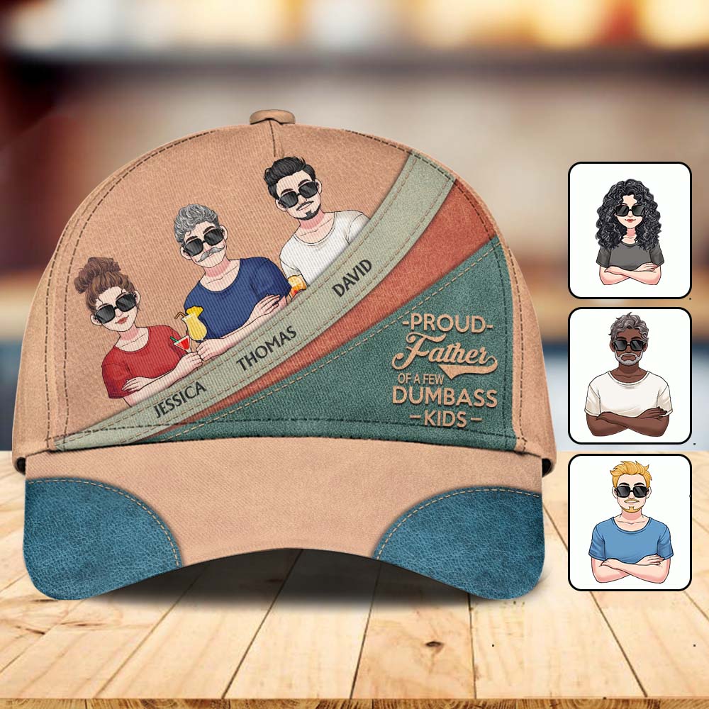 Proud Father Mother Grandma Grandpa Of A Few Kids - Personalized Father Classic Cap