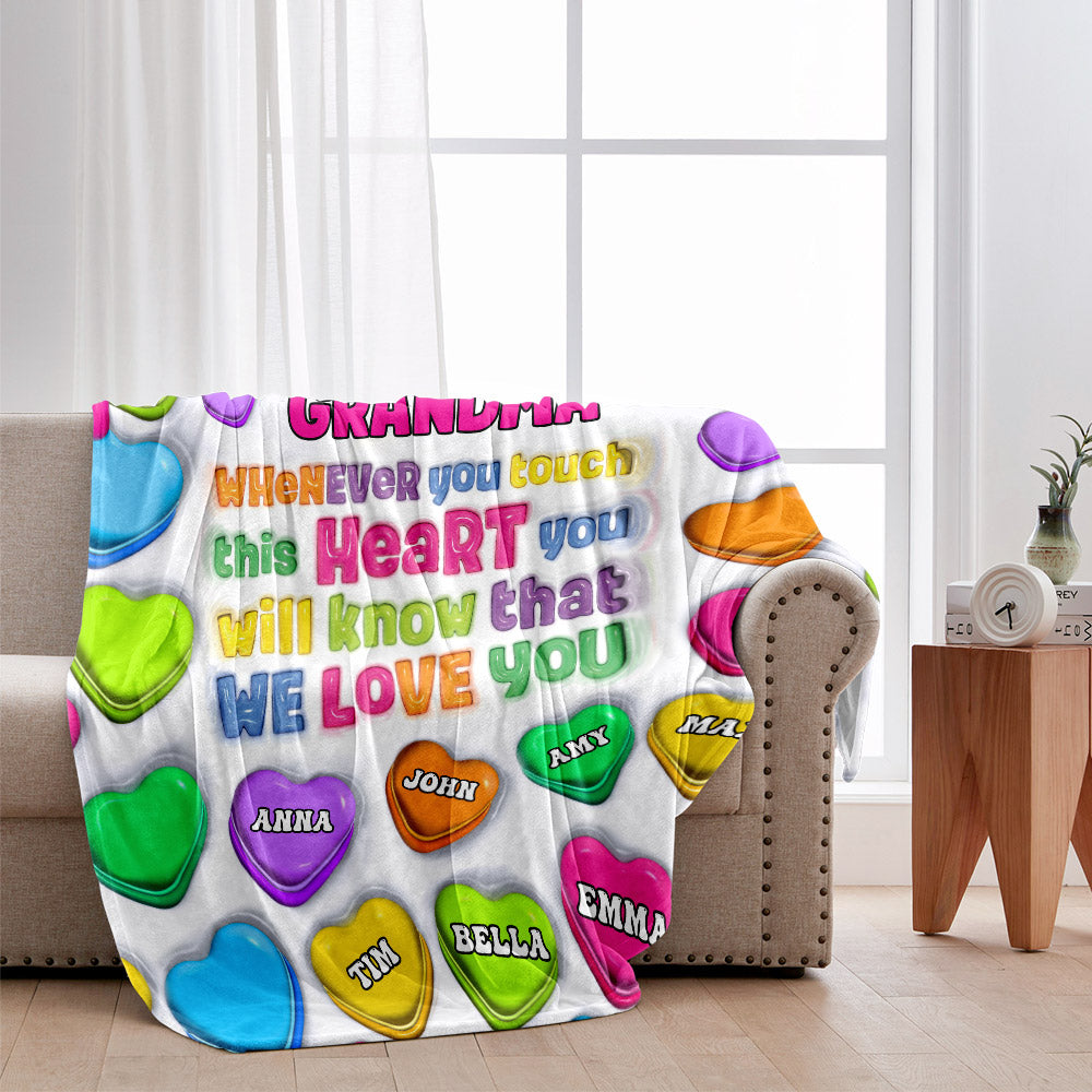 Touch This Heart Love You Grandma Nana Gigi - Personalized Grandma Blanket