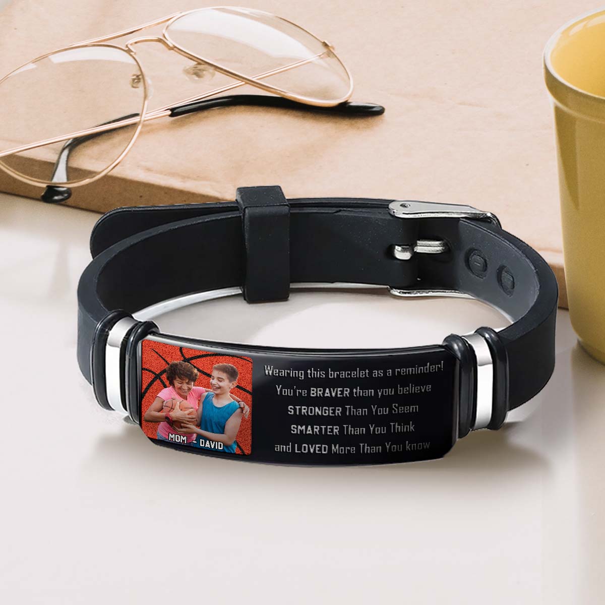 Du bist mutiger, als du glaubst – Personalisiertes Basketball-Armband mit Gravur
