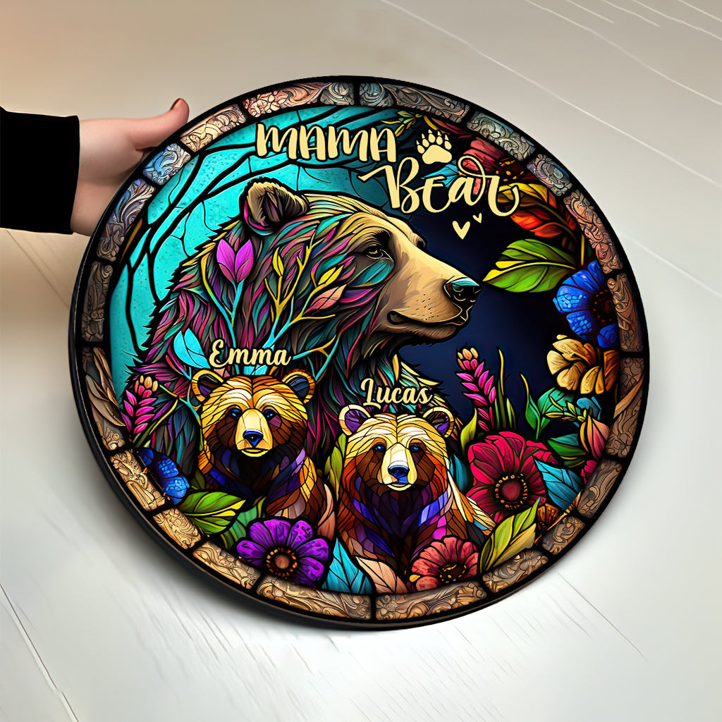 Mama Bear - Personalized Mother Round Wood Sign