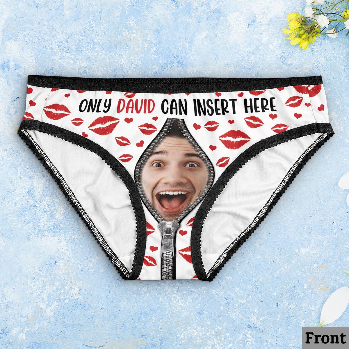 Only You Can Insert Here - Personalized Couple Lace Border Women Briefs