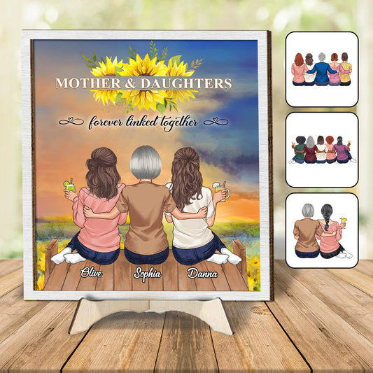 Mother And Daughters - Personalized Mother 2 Layered Wood Sign / Wood Plaque