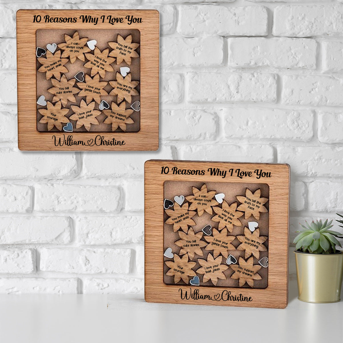 Reasons Why I Love You - Personalized Couple Why I Love You Wooden Frame With Charms