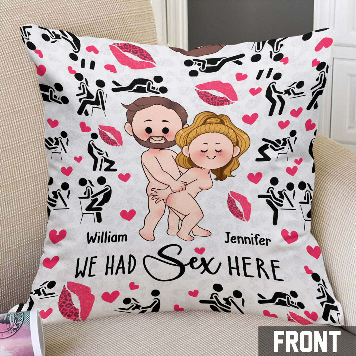 We Had Sex Here And Here - Personalized Couple Throw Pillow
