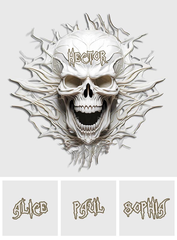 White Skull - Personalized Skull Decal Full