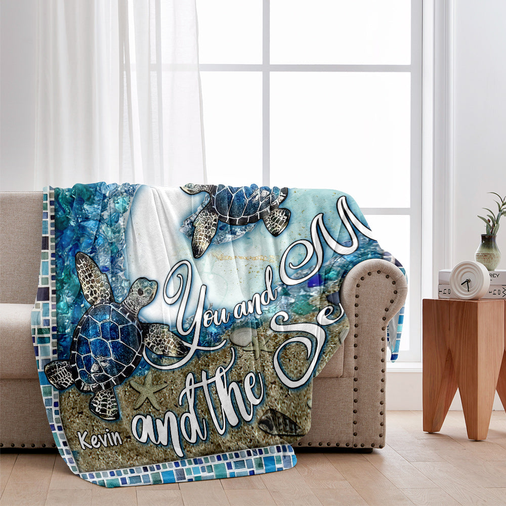 You And Me And The Beach - Personalized Couple Blanket