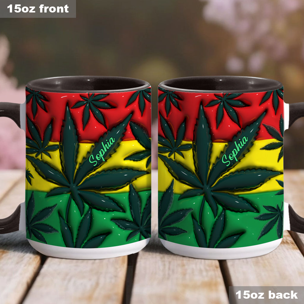 Aufblasbares Zauberblatt Rot Gelb Grün - Personalisierter Becher mit Cannabis-Akzent